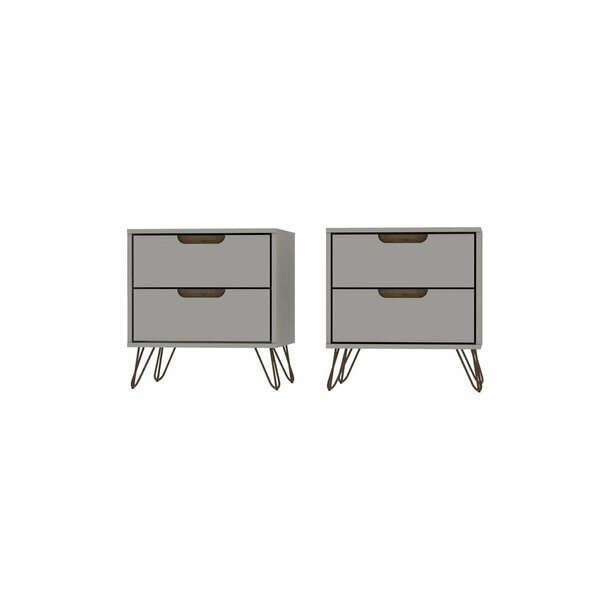 Designed To Furnish Rockefeller 2-Drawer Off White & Nature Nightstand, 21.65 x 20.08 x 17.62 in., 2PK DE2616470